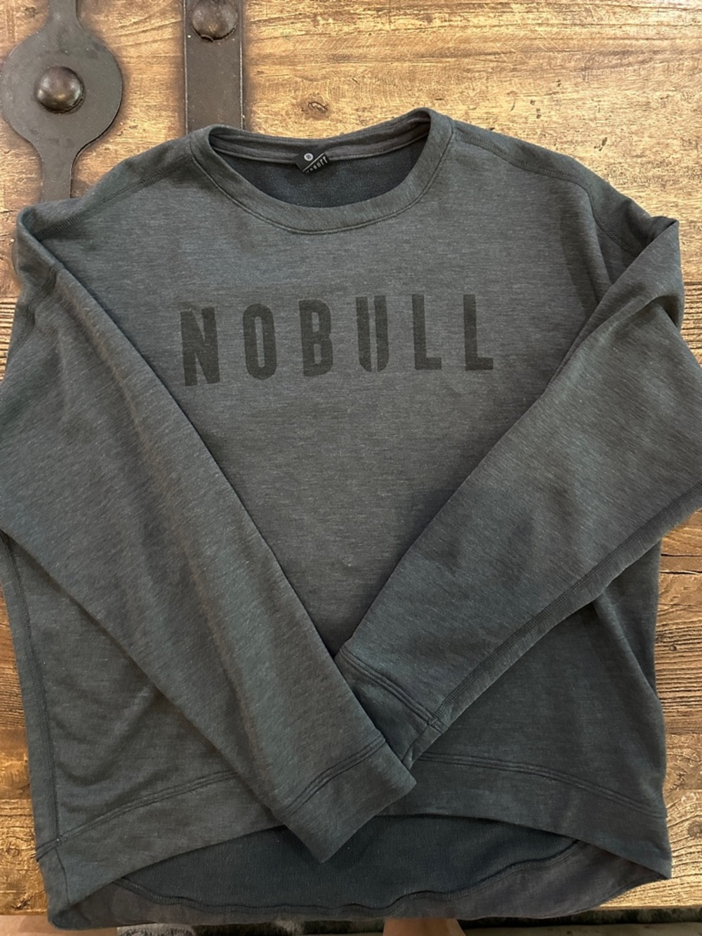 NOBULL Charcoal Gray Crewneck Sweatshirt with Tag Detail